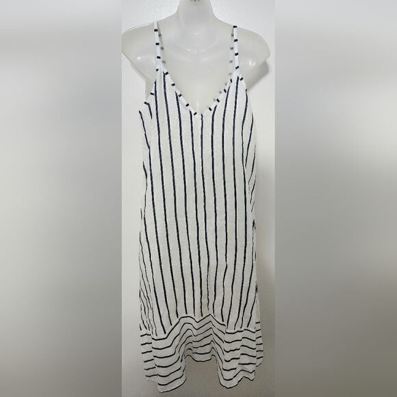 Terzo Millenio Blue and white Boho Striped Linen Dress. Made in Italy. Beachwear - Picture 2 of 6